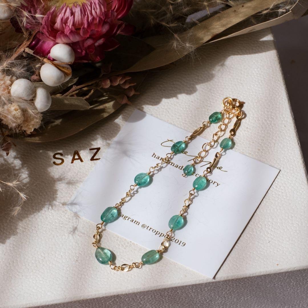 まいまい♦︎14kgfザンビアエメラルドブレスレット