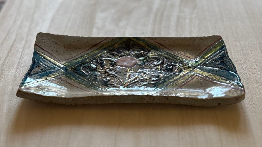 九谷焼 妙泉陶房 長左窯 九谷長左 山本長左 唐草文 長皿 1枚