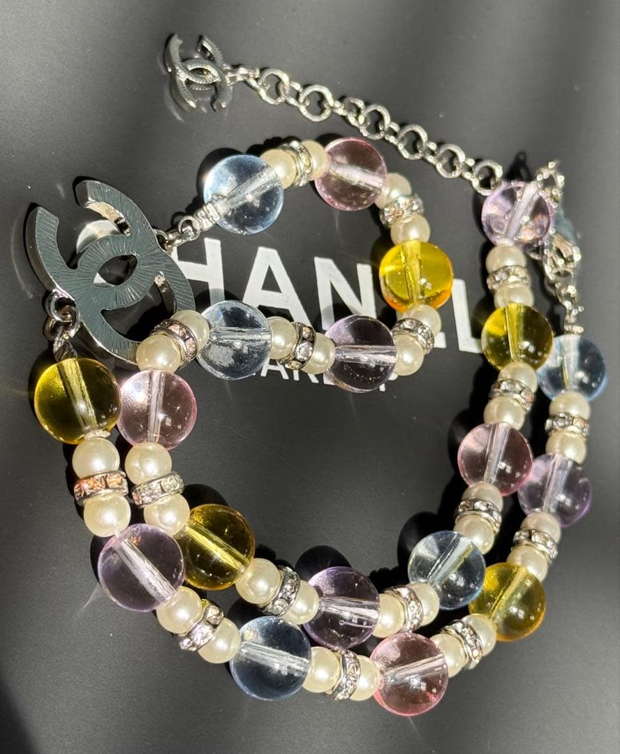 CHANEL 多色ビーズネックレス＆ブレスレットセット