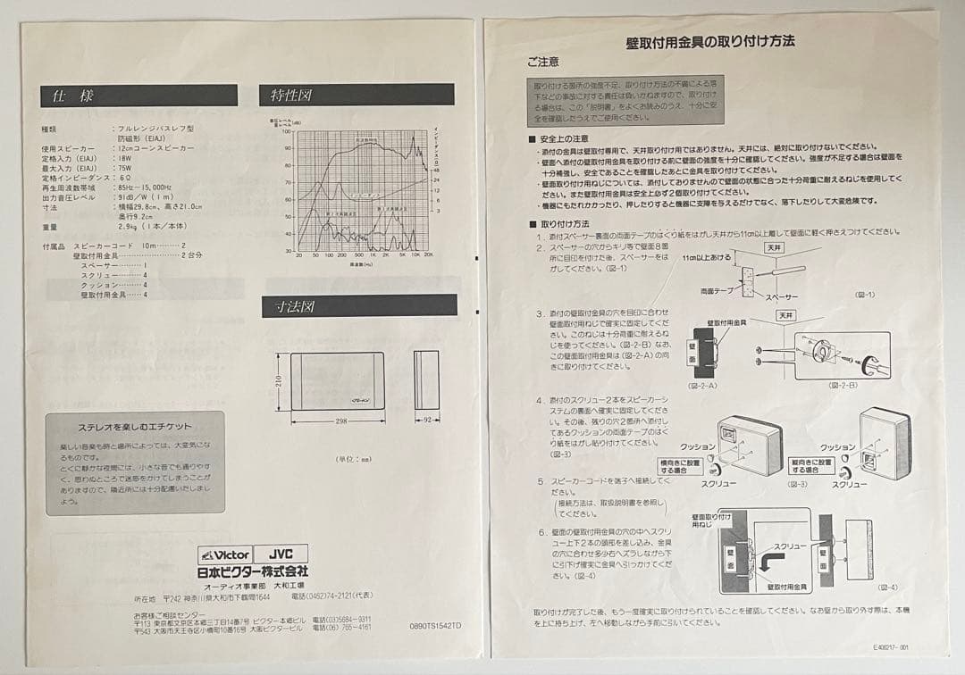 VICTOR SX-101 メタルコーン　フルレンジ　壁面設置可能