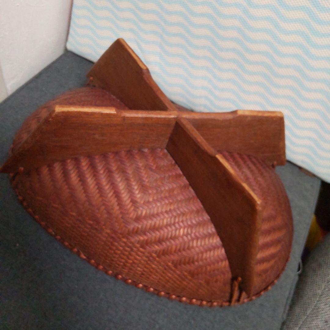 ヴィンテージ！木台付きオーバル型竹籠！ 時代物！経年変化美品！