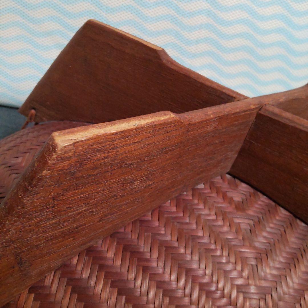 ヴィンテージ！木台付きオーバル型竹籠！ 時代物！経年変化美品！