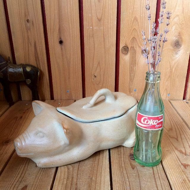 かわいい豚さんの陶器製蓋付プレート*食器*ぶたのお皿*ピッグ*アニマル動物ブタ