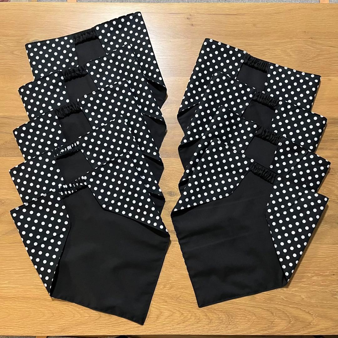 三角巾　ハンドメイド　片面ドット柄　黒　Lサイズ②