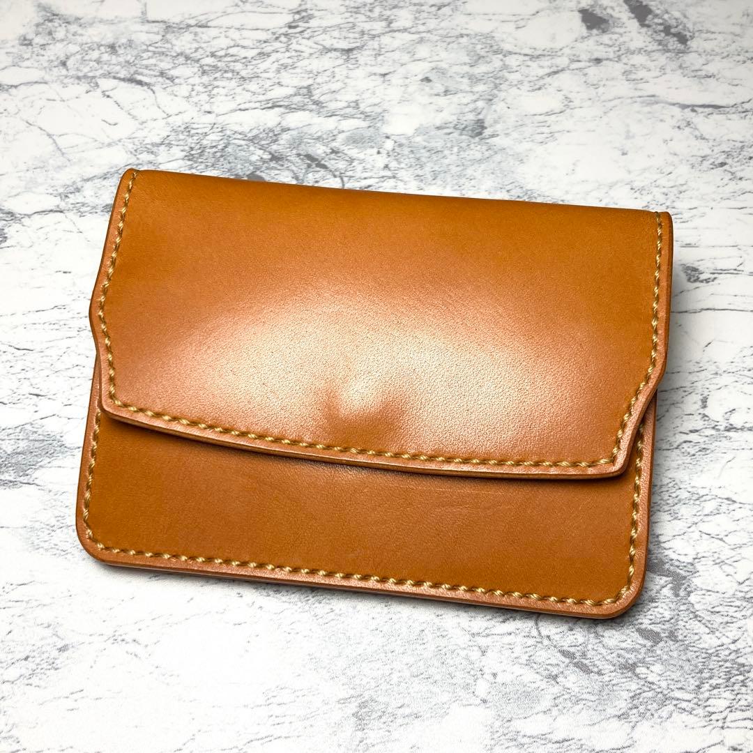 本革 コンパクト財布 栃木レザー 二つ折り財布 メンズ レディース キャメル