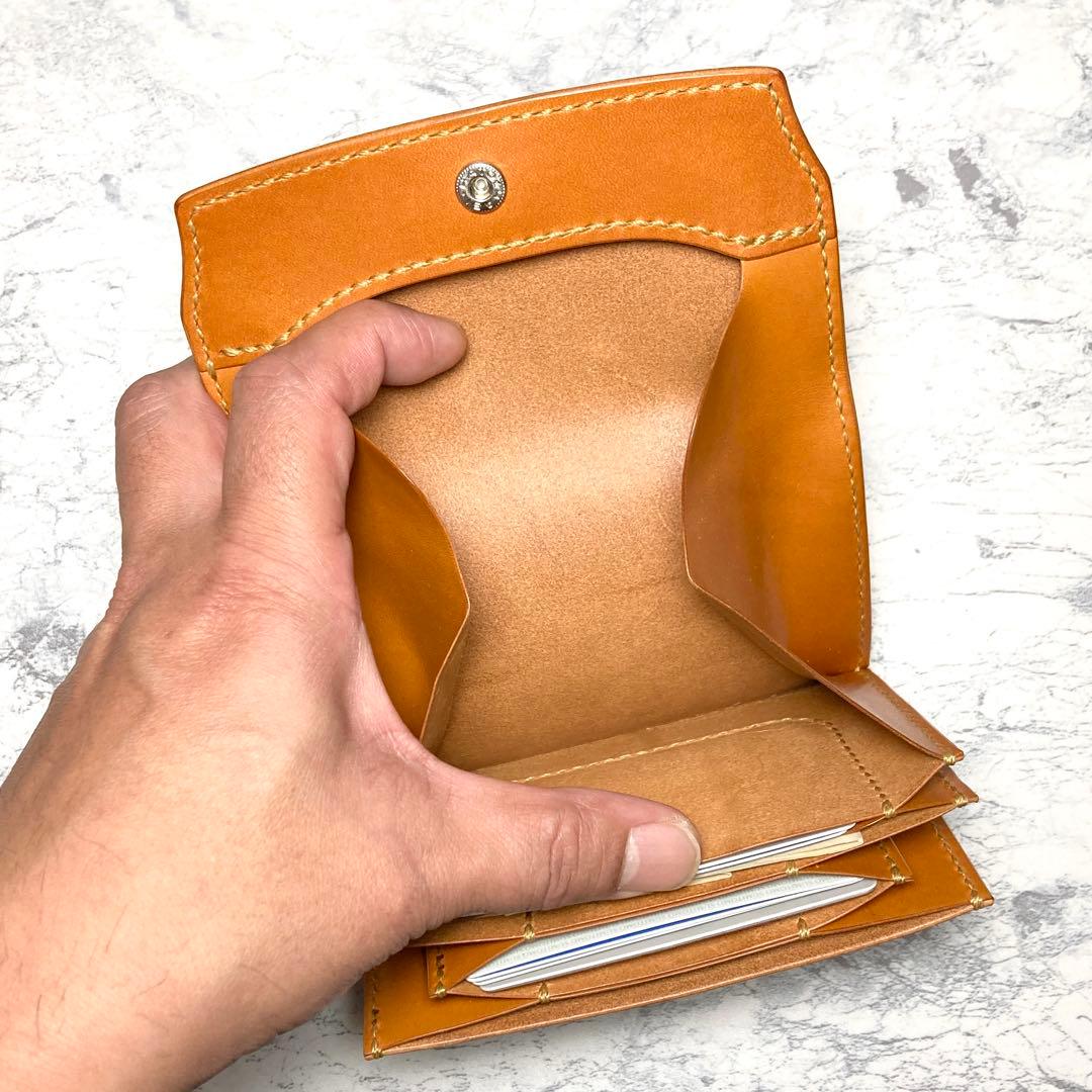 本革 コンパクト財布 栃木レザー 二つ折り財布 メンズ レディース キャメル