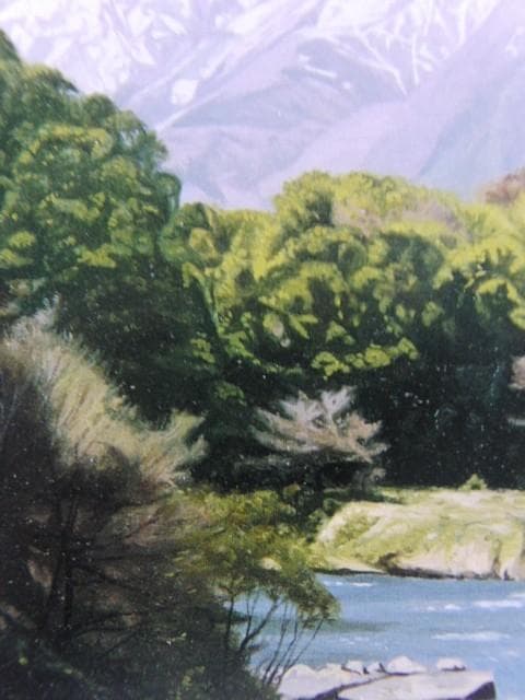 若井　良一【白馬村新緑】、希少画集画、状態良好、新品額装付