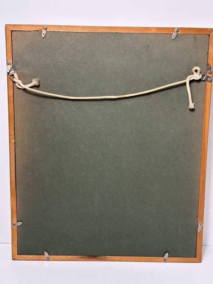 #杢田たけを『小鳥と少女』　油彩画　原画 直筆サイン