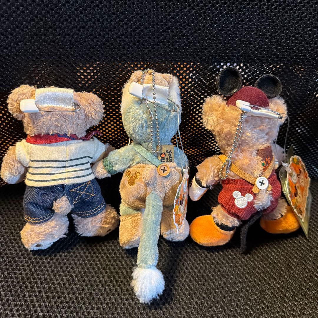 【希少・3体セット】ダッフィー＆ジェラトーニ ぬいぐるみバッジ ぬいバ