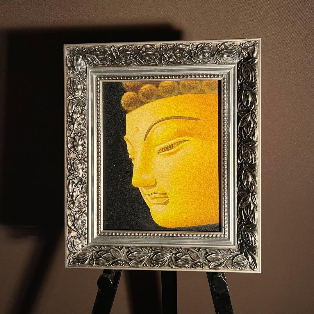 手書き油絵 仏像 額付 肉筆絵画 インテリア 油彩画