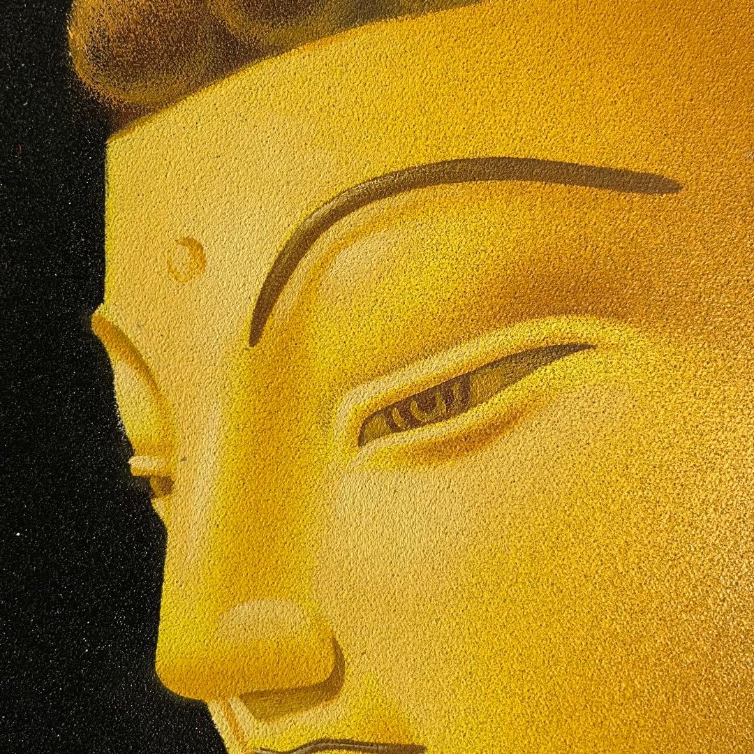 手書き油絵 仏像 額付 肉筆絵画 インテリア 油彩画