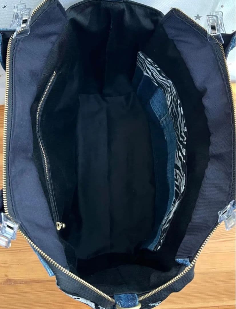 大きめデニムリメイクバッグ（LL）No.977☆トートバッグ　マザーズバッグ