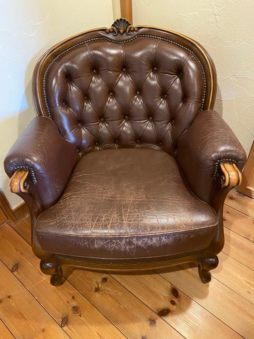 カリモク　本革製1人掛けソファ 　 domani