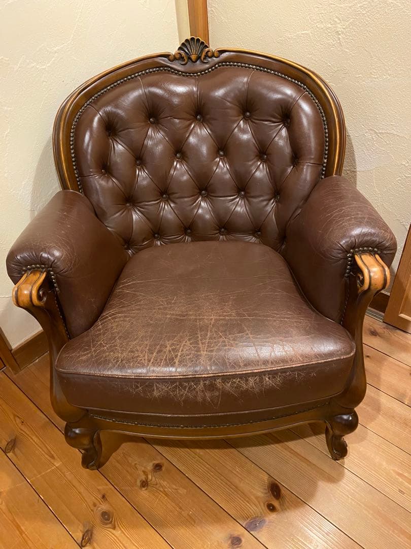 カリモク　本革製1人掛けソファ 　 domani