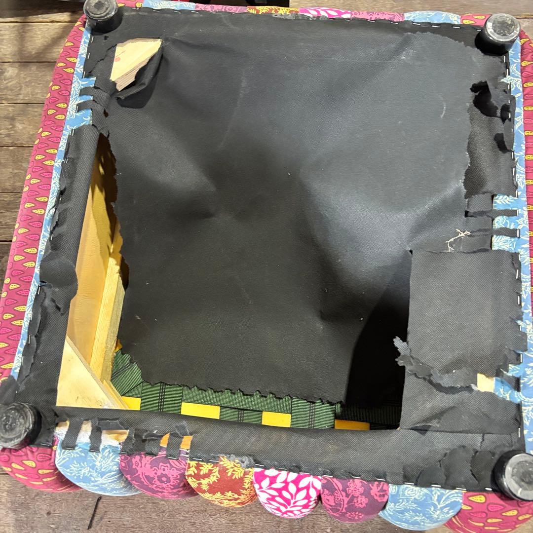 パッチワークソファ 大型ソファ ヴィンテージソファ スツール付 ファブリック