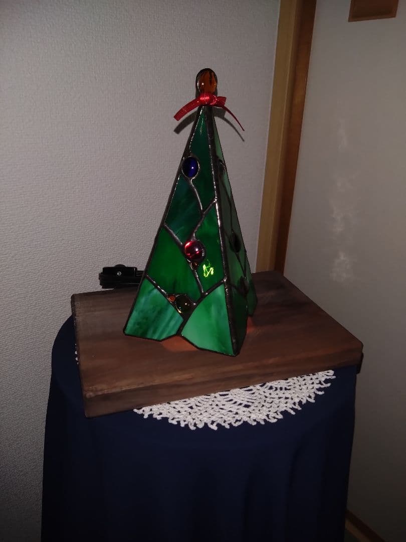 ステンドグラス　クリスマスツリー　ランプ2WAY