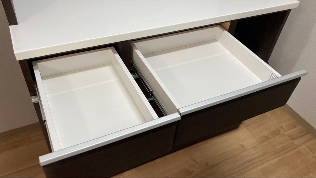 【美品】全国送料無料！ニトリ120サイズ木製キッチン収納棚ダークブラウン