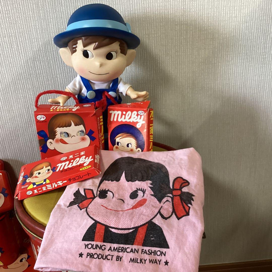 ＰＥＫＯ　ペコちゃんスツール缶グッズセット ポコちゃん人形付き 当時物