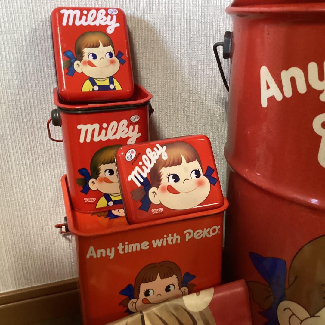 ＰＥＫＯ　ペコちゃんスツール缶グッズセット ポコちゃん人形付き 当時物