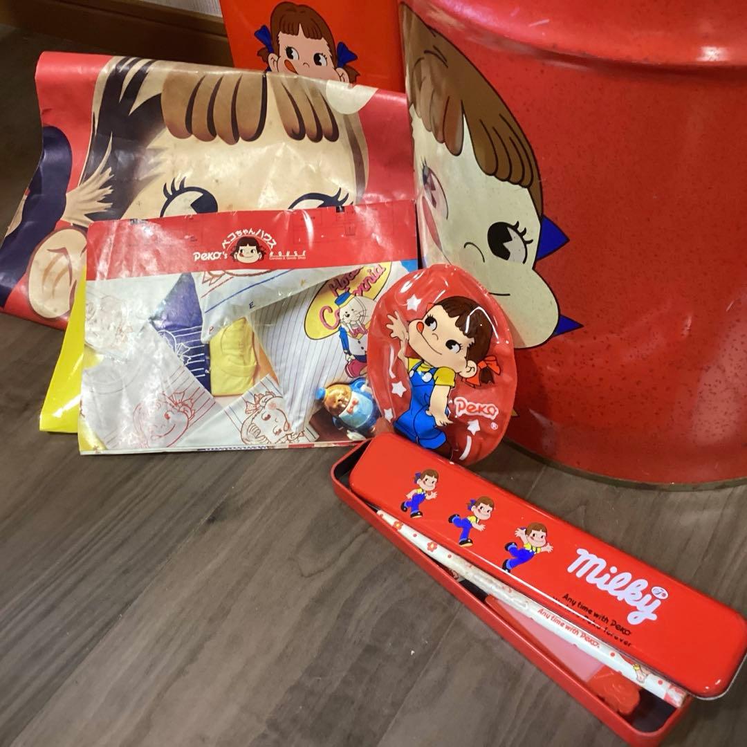 ＰＥＫＯ　ペコちゃんスツール缶グッズセット ポコちゃん人形付き 当時物
