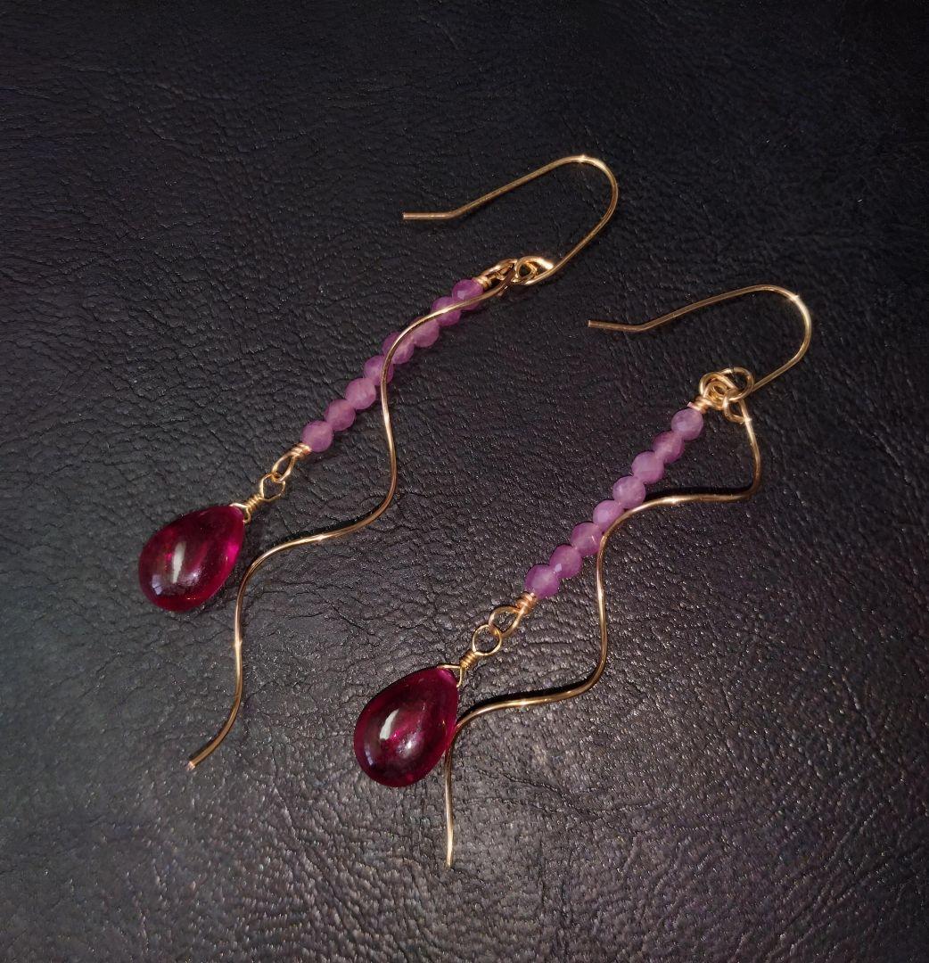 Kgf14 トップクオリティ大粒 ルビー & 希少 スタールビー ピアス