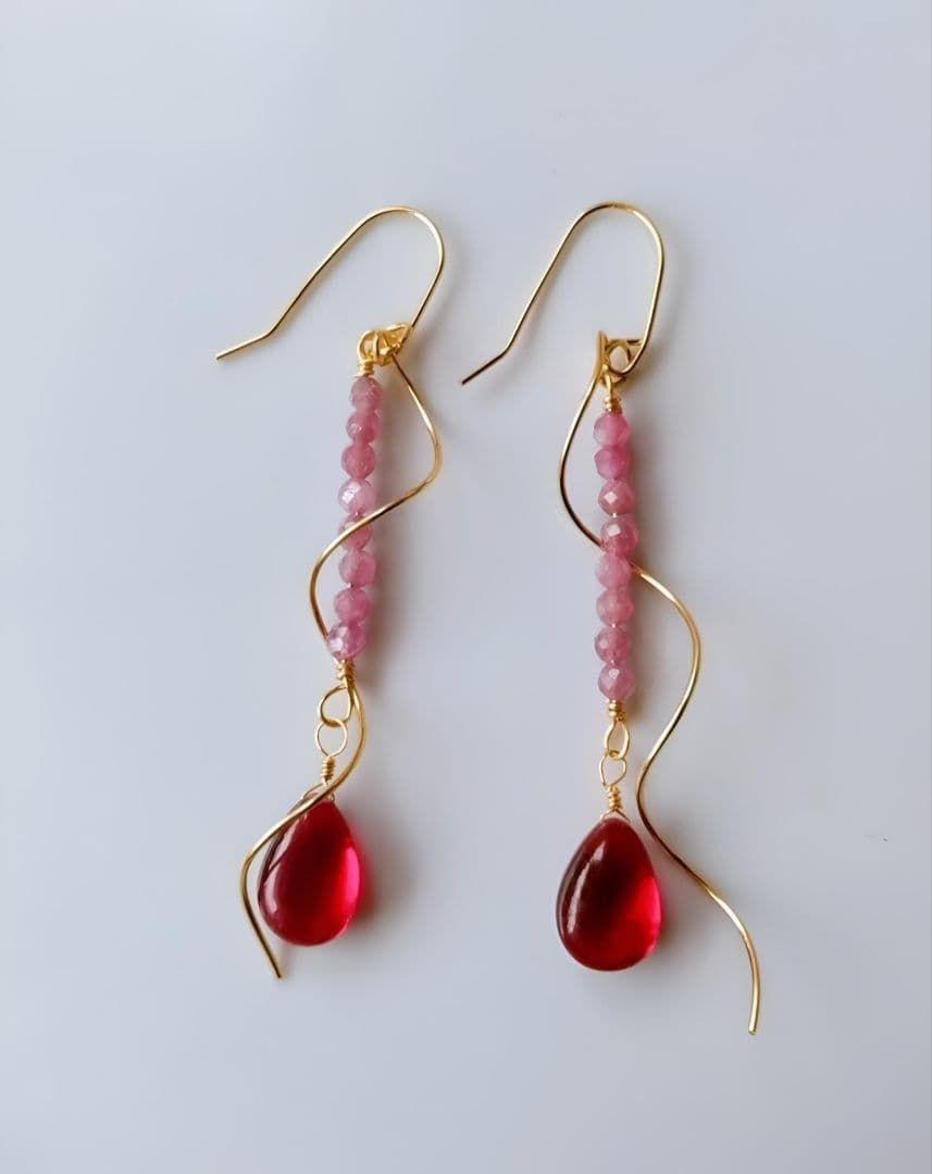 Kgf14 トップクオリティ大粒 ルビー & 希少 スタールビー ピアス