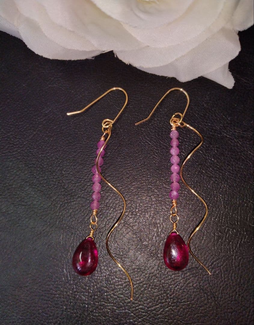 Kgf14 トップクオリティ大粒 ルビー & 希少 スタールビー ピアス