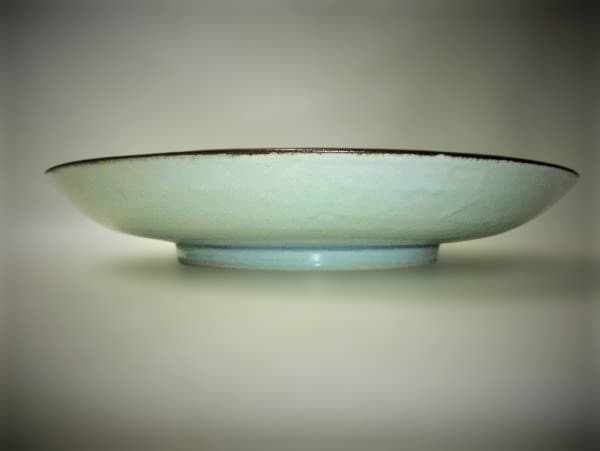 上絵赤富士 大皿「安藤康治」作 染付 未使用 富士山絵皿 陶器 木箱付き