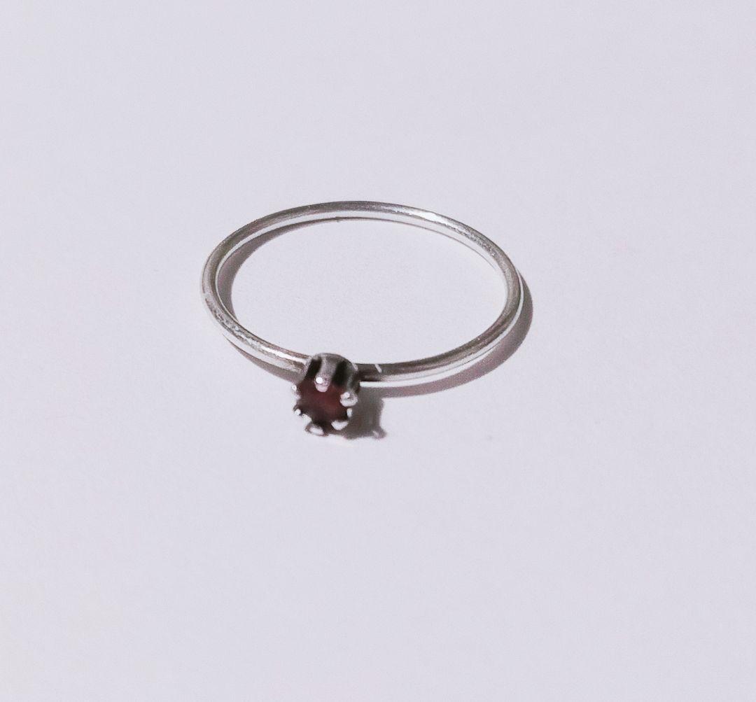 希少石 天然 レッドベリル シルバーリング925 9号ビクスバイト