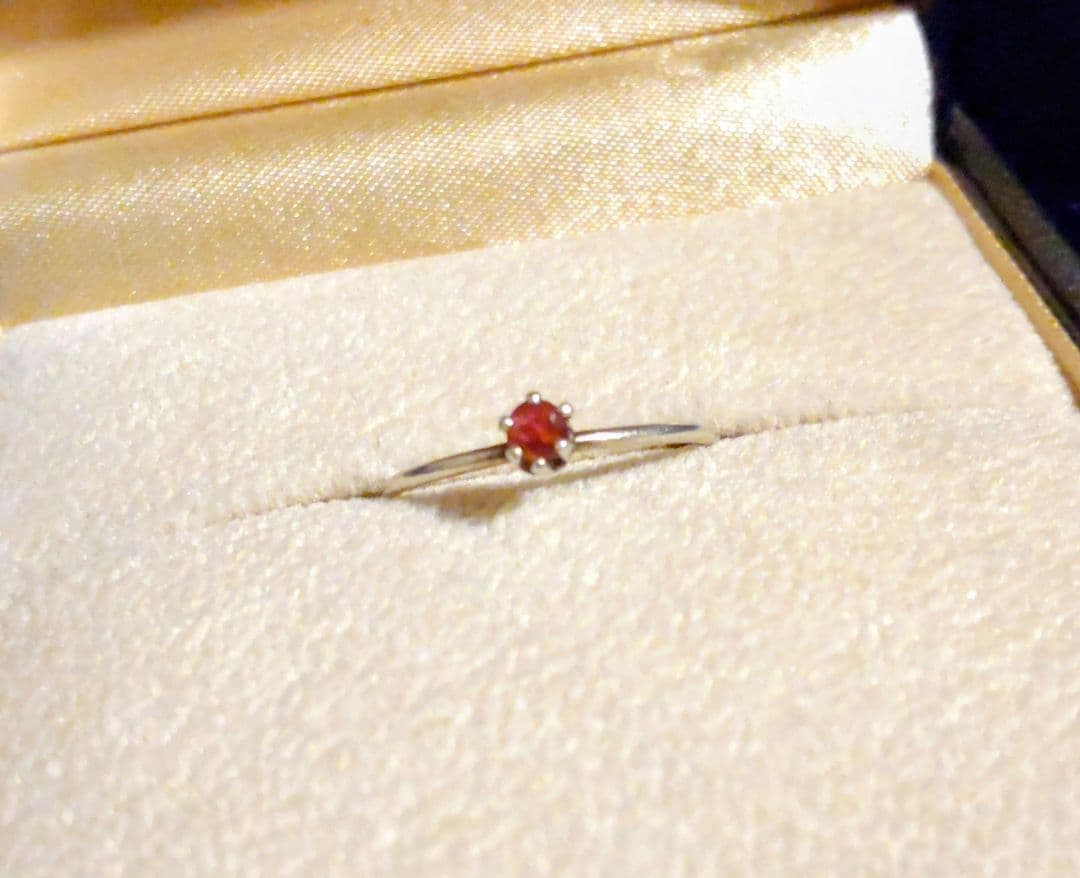 希少石 天然 レッドベリル シルバーリング925 9号ビクスバイト
