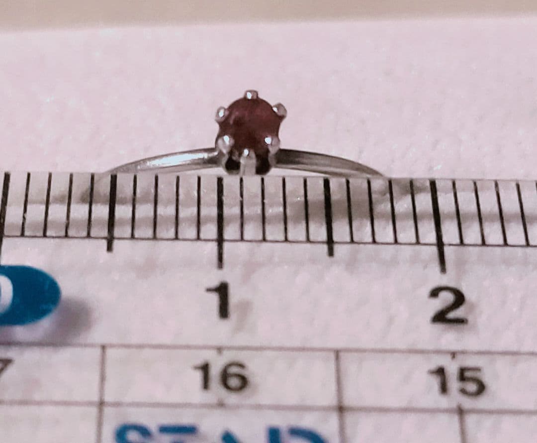 希少石 天然 レッドベリル シルバーリング925 9号ビクスバイト