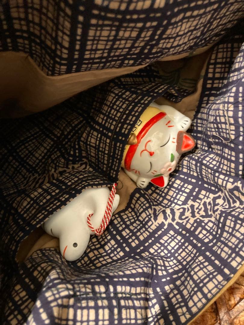 酒屋の前掛け生地等の柿渋染めトートバッグ　　　古布リメイク