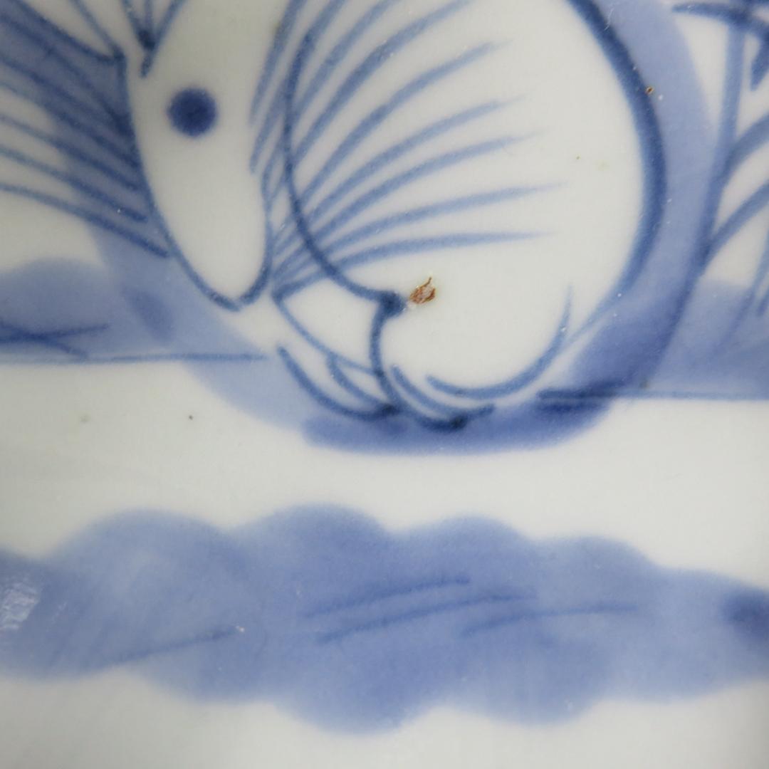 なます皿 兎 ウサギ 歪み 窯傷 江戸 古伊万里 染付 3客