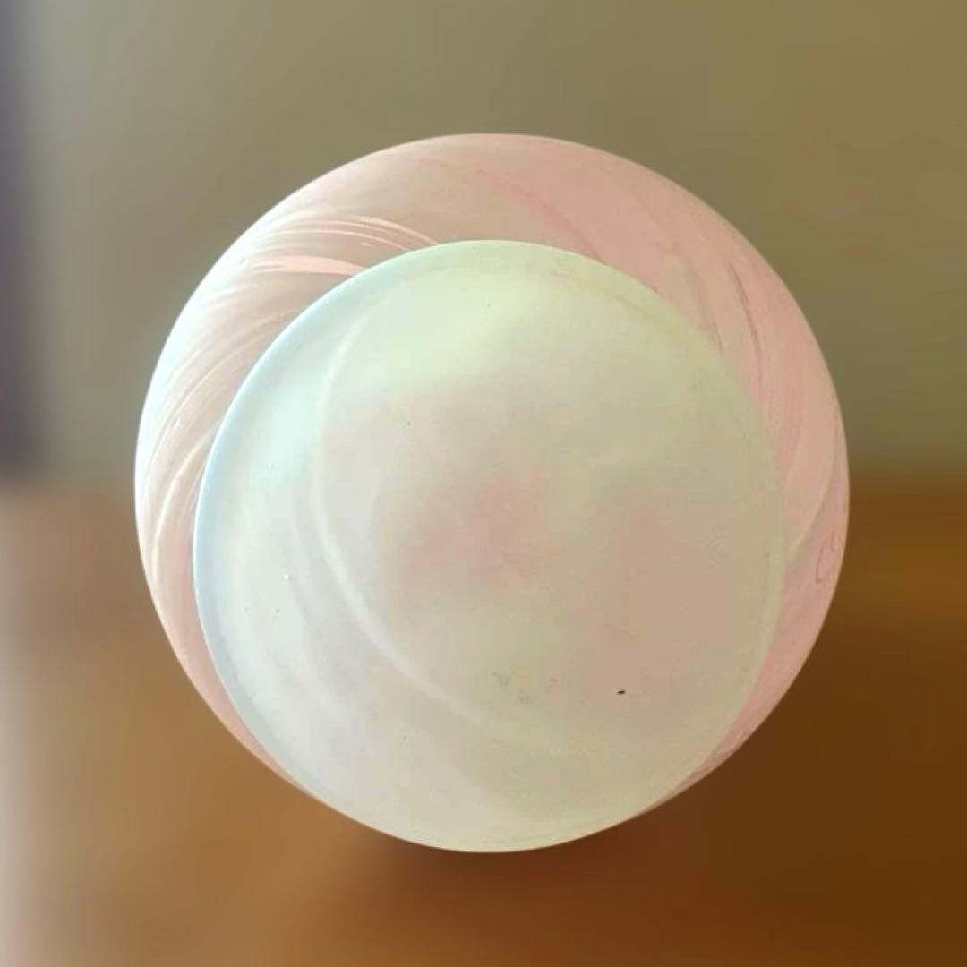 北一硝子？廣田硝子？昭和レトロ花瓶　台付　マーブル　ピンク