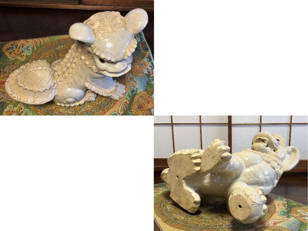 【 大白獅子 】 玉獅子　献上上手　68ｃｍ 　19.6ｋｇ