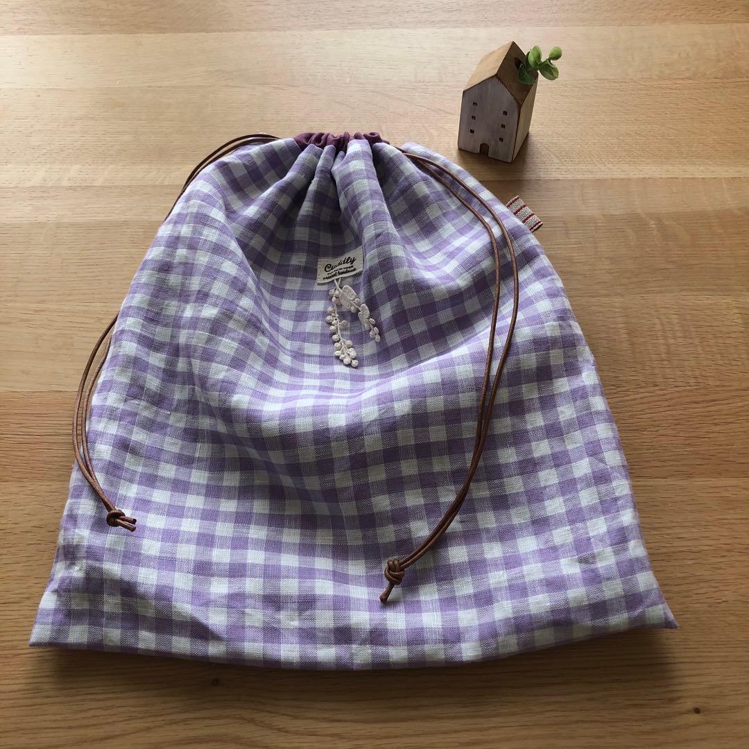 巾着　　リネン　　93 ハンドメイド