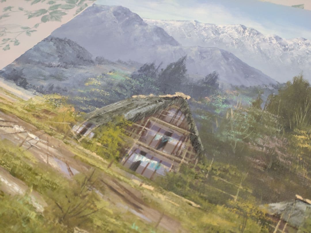 美しき名画　日本の原風景　油彩画 　合掌造りの里　松本弘　白川郷