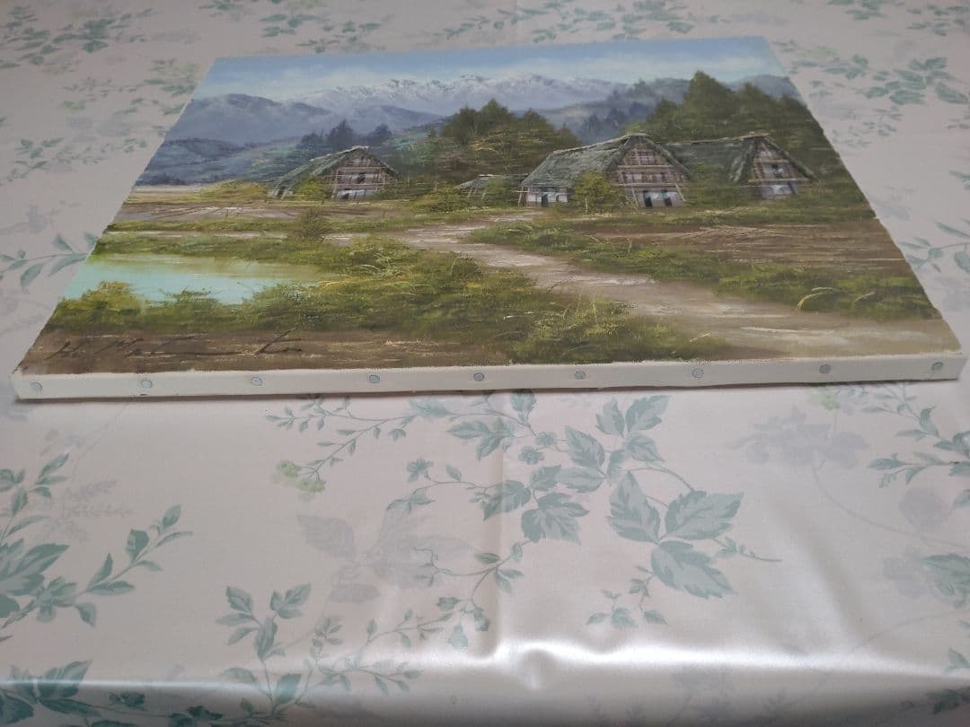 美しき名画　日本の原風景　油彩画 　合掌造りの里　松本弘　白川郷