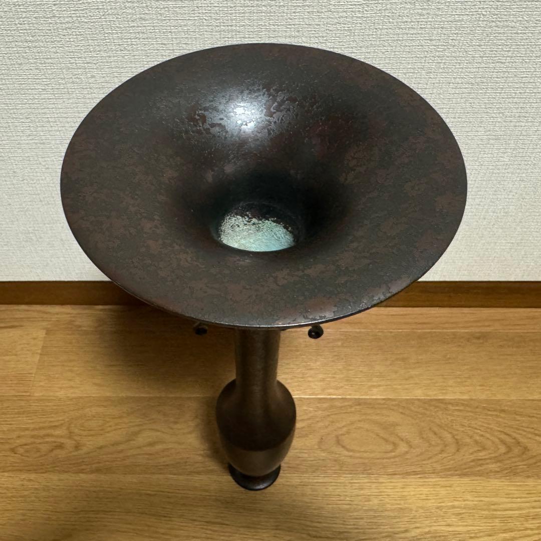 【新品未使用】銅器 花瓶 象耳付 池坊