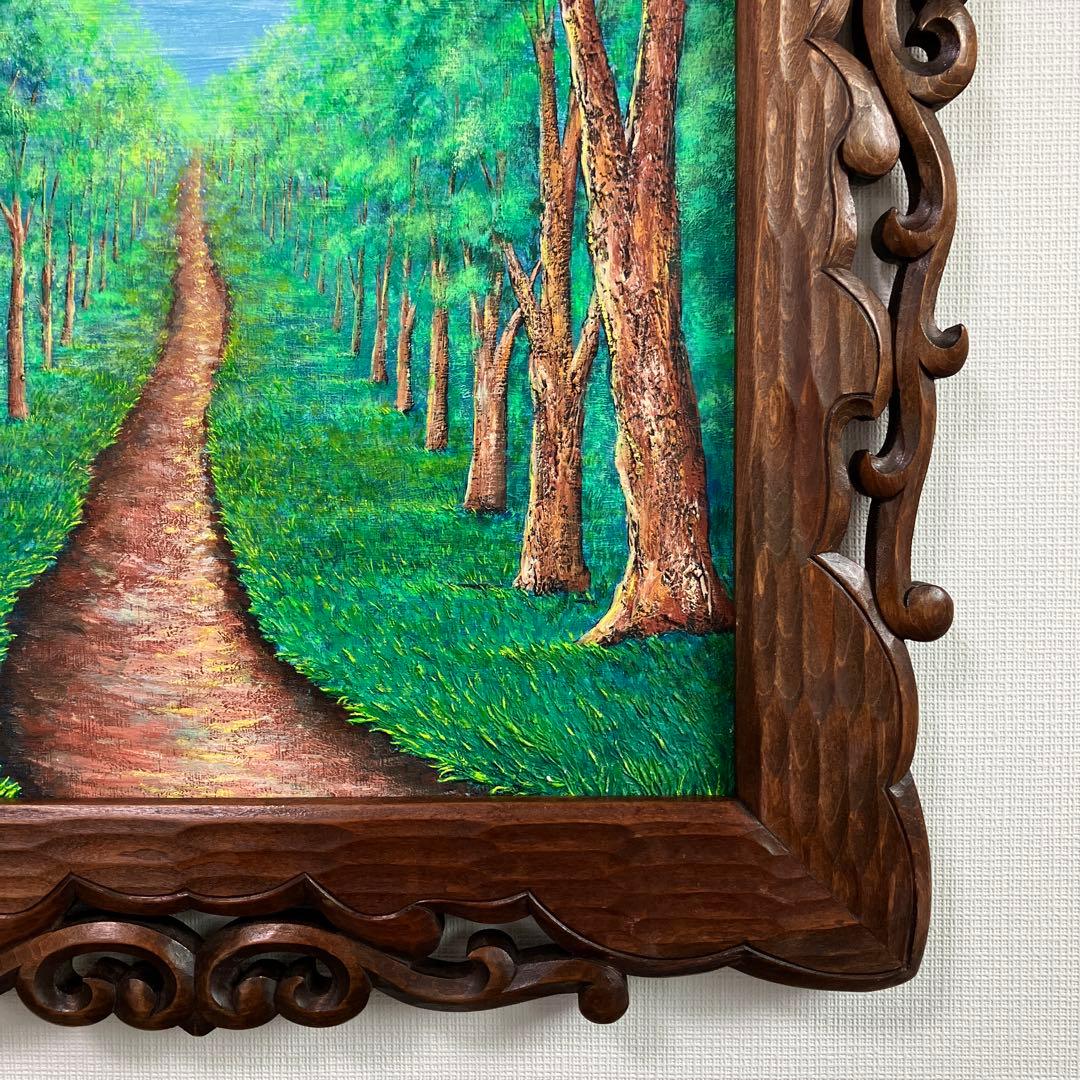 絵画　アクリル画　原画　桜並木　桜　富士山　インテリア　額付き 風景画　S.I