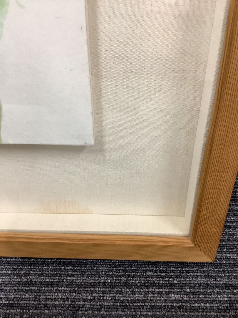 韓国製？ 大きいサイズの枝付き柿の絵画 幅約95cm 水彩画