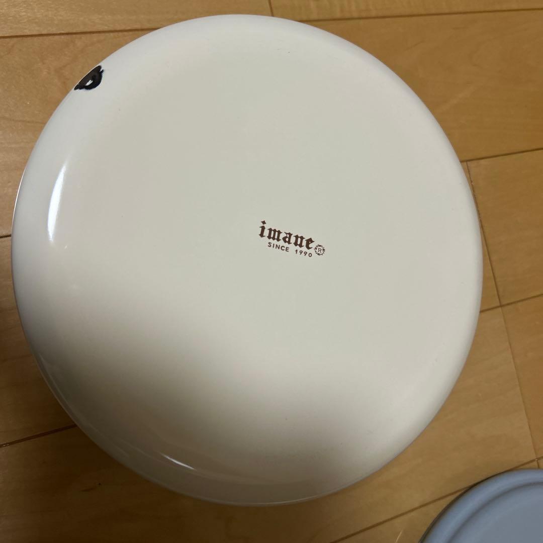 イマン ホーロー シャルロット丸型ストッカー おまけのティーカップ アンティーク