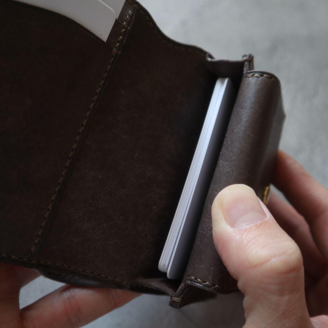 【受注制作】オコシ金具の三つ折り財布　フルハンドメイド　イタリアンレザー