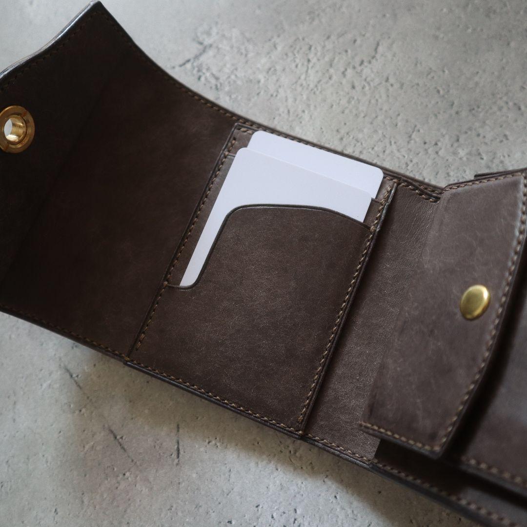 【受注制作】オコシ金具の三つ折り財布　フルハンドメイド　イタリアンレザー