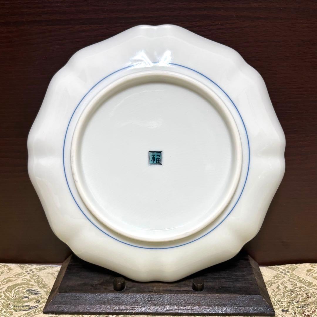 美品✨九谷焼 角福 色絵瓔珞文 6.8号 八角皿 単品✨中皿 取り皿 皿