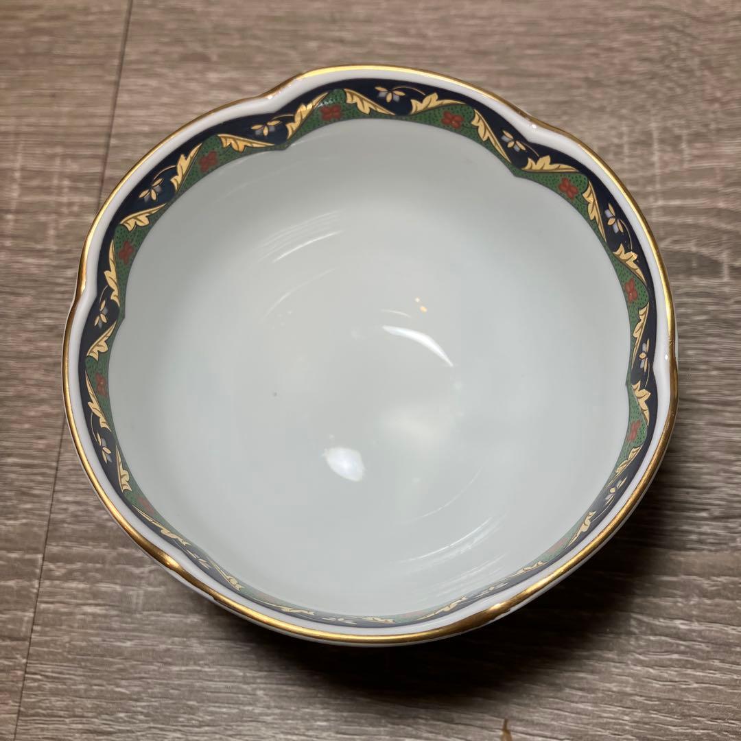 D-4 有田焼 庫山窯 金彩唐草牡丹 輪花小鉢 5客セット 小鉢 食器 和食器