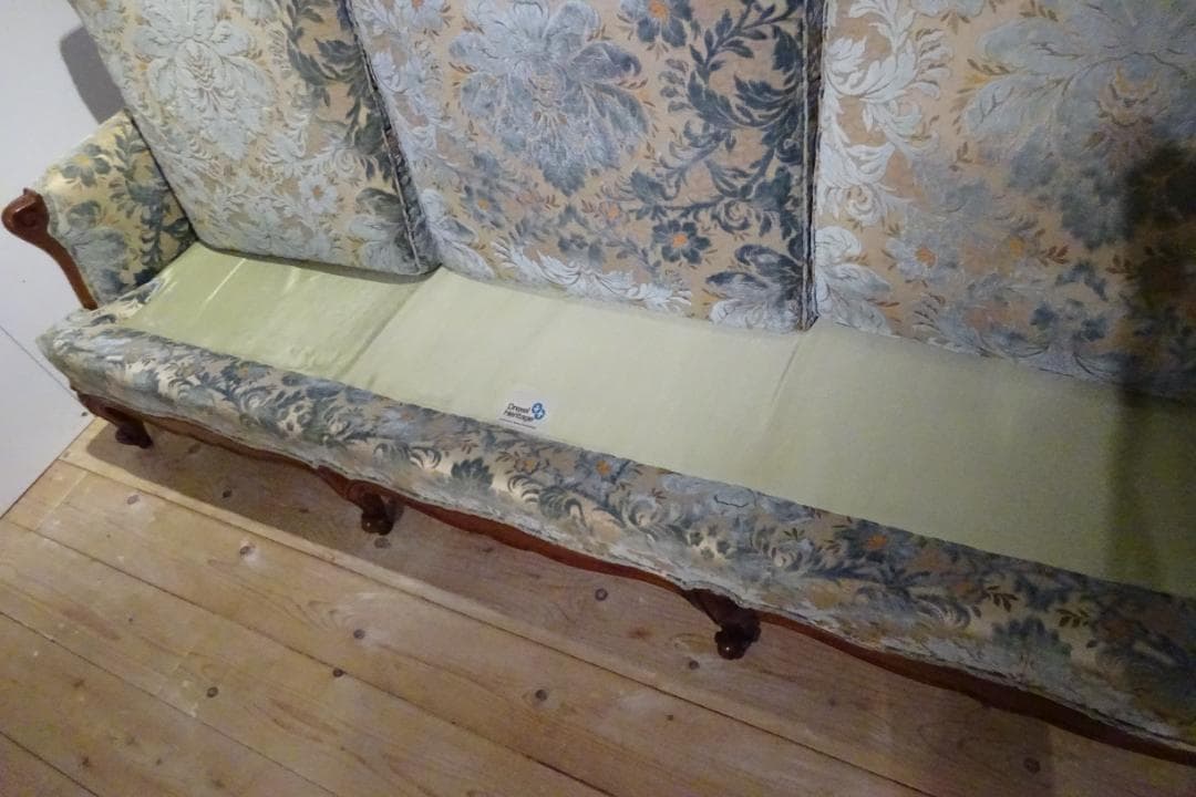 ドレクセルヘリテイジ　アップホルスタリー　3Pソファ　花柄ファブリック　美品 A