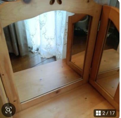 木製 3面鏡 ドレッサー　大きめ　高さ50㌢程　カントリーナチュラル