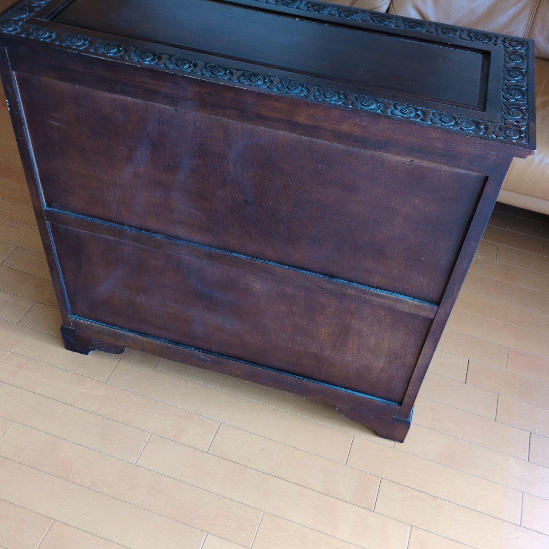 天然木　彫刻 チェスト 4段 アンティーク