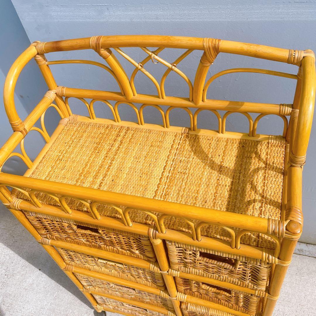 【美品】ラタン 7杯チェスト 籐製 引き出し収納 アンティーク 昭和レトロ